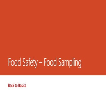 Food Safety Practices - Food Sampling | PPT