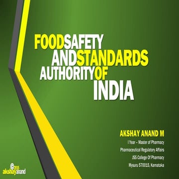 FSSAI - Food Safety and Standards Authority of India - by Akshay Anand