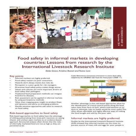Food safety in informal markets in developing countries: Lessons from researc...