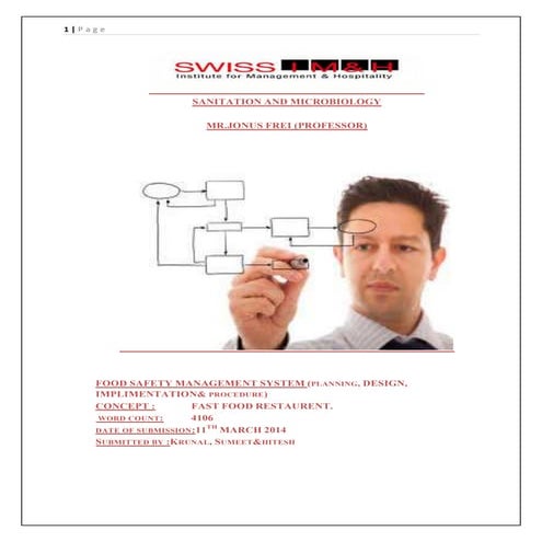 Food safety management system Fast food restaurent