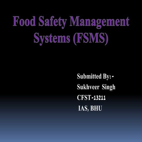 Food Safety Management Systems (FSMS) | PPTX