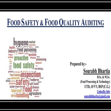 Food Safety & Food Quality Auditing.