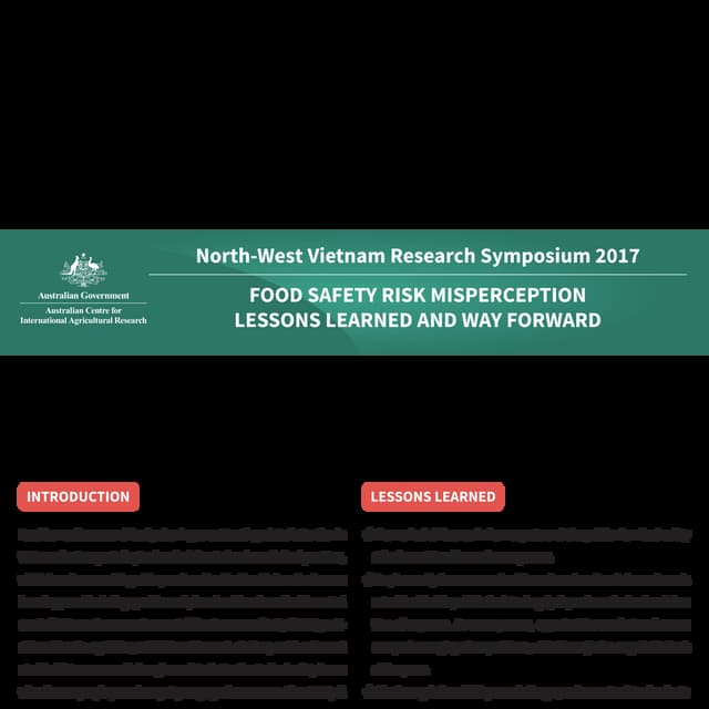 Food safety risk misperception: Lessons learned and way forward