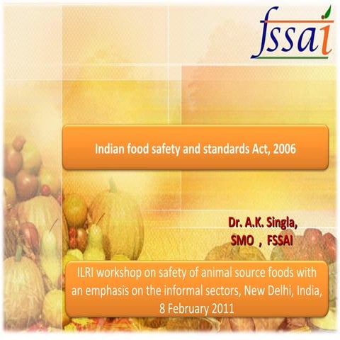 Indian food safety and standards Act, 2006