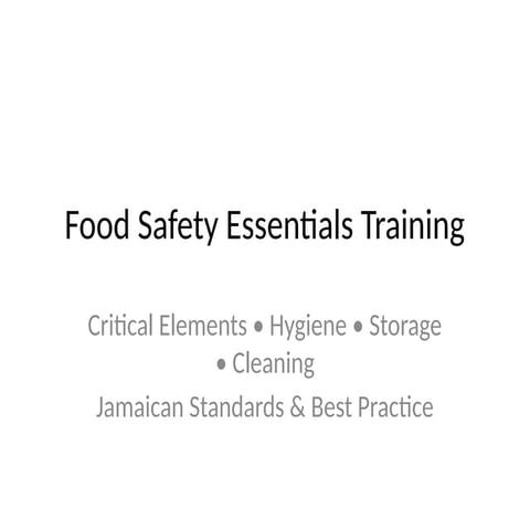 Food Safety Refresher Program | PPTX