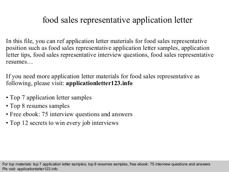 Food sales representative application letter