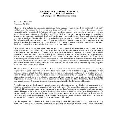 Food security and armenian gevernment understanding oct08