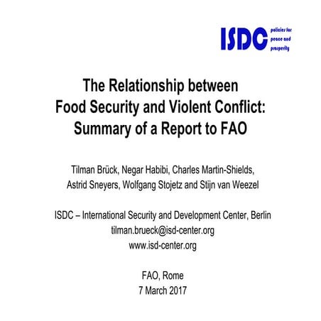 The Relationship between Food Security and Violent Conflict: Summary of a Rep...