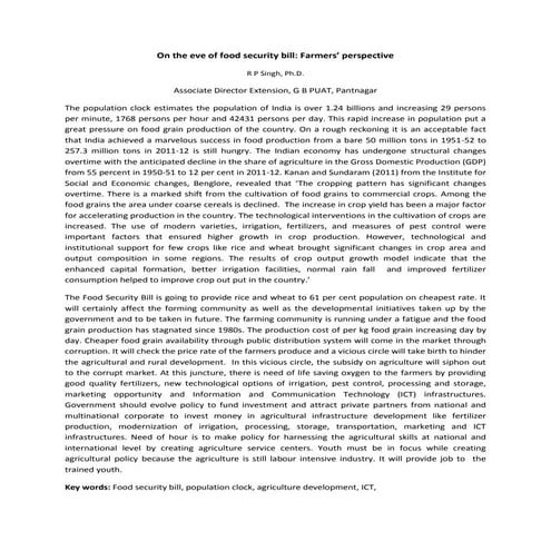 Food security bill, 2013