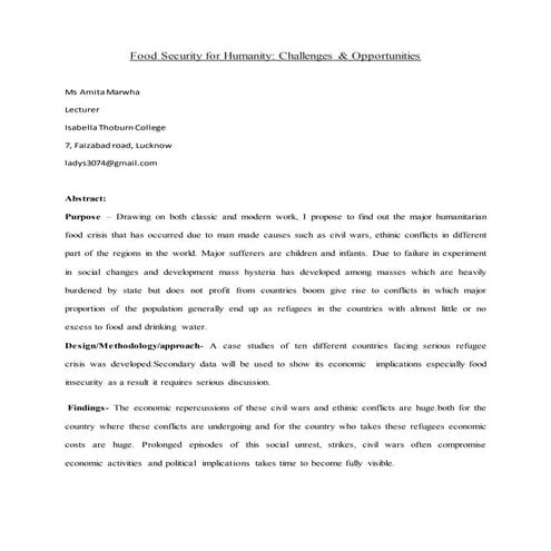 Food security for humanity full paper