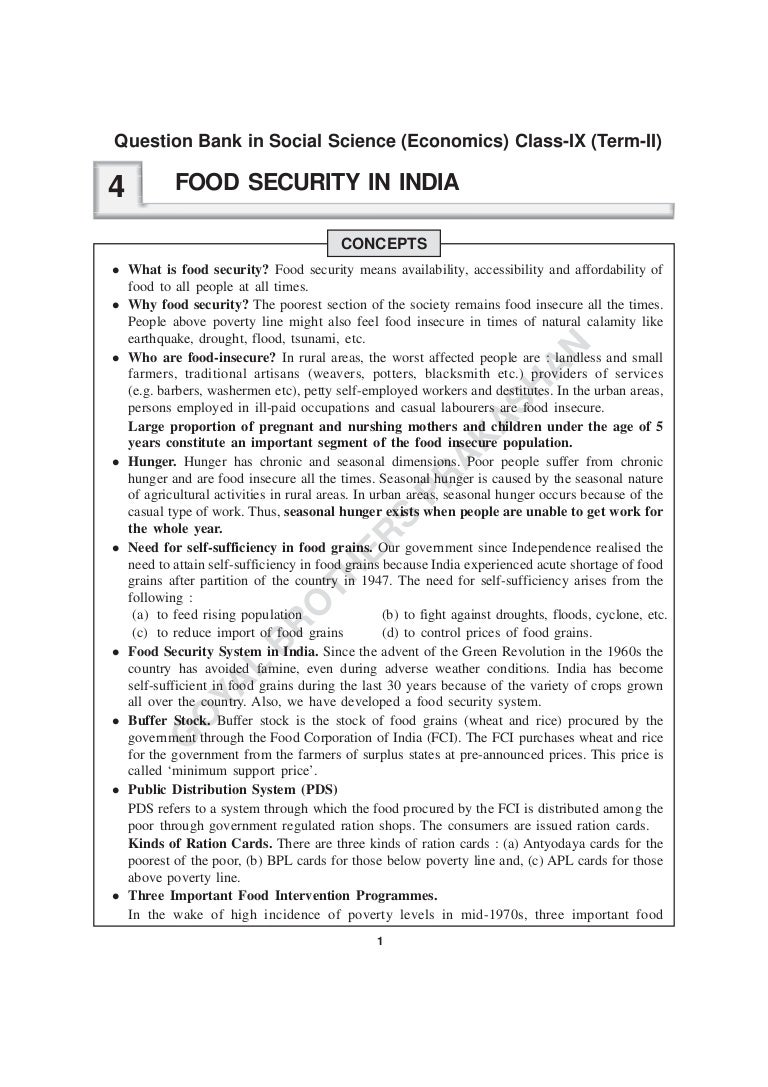 Food security in india of class 9