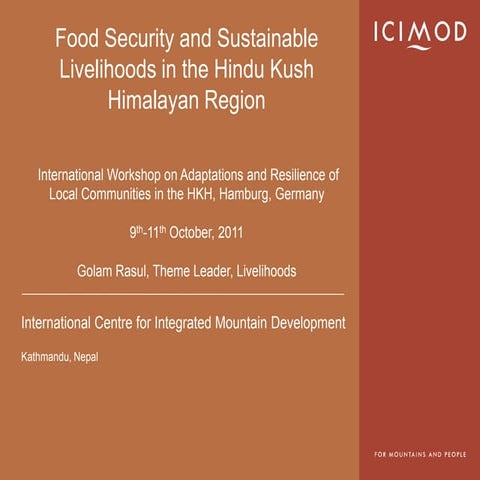 Food security & livelihoods   golam rasul, senior economist 