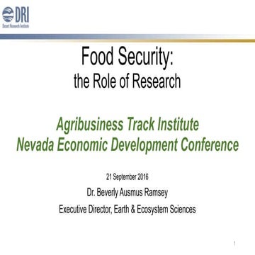 Food Security: The Role of Research