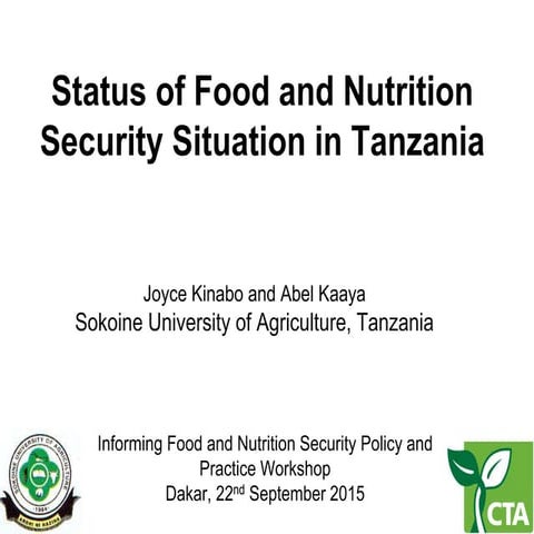 STATUS of FOOD and NUTRITION SECURITY IN TANZANIA | PPTX