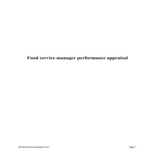 Food service manager performance appraisal