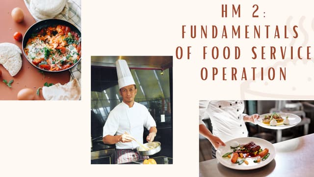 Fundamentals in Food Service Operation: Introduction | PPT