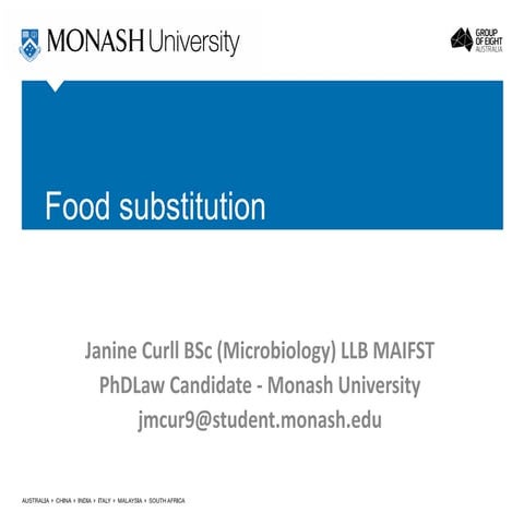Food substitution | AIFST Annual conference 2015