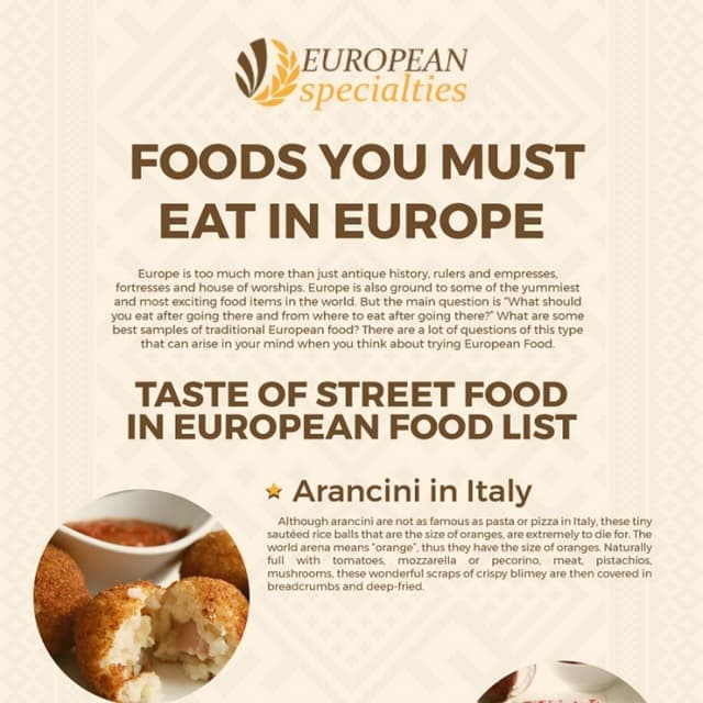 Foods you must eat in europe
