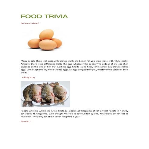 Food trivia | PDF