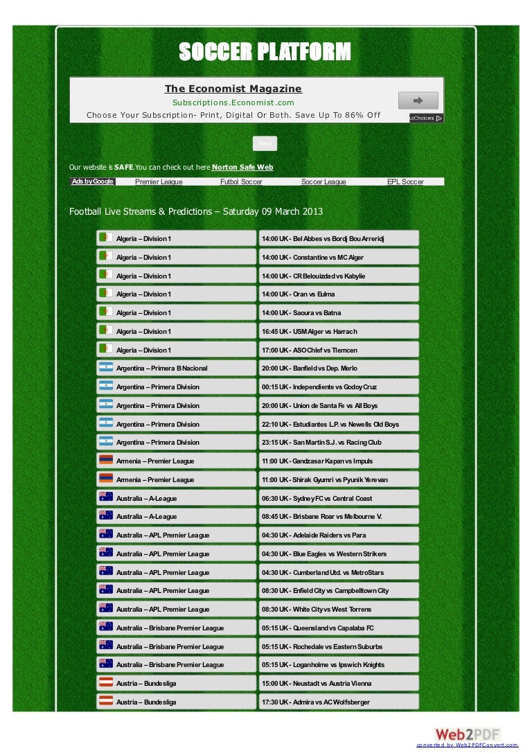 Soccerplatform Me Football Live Streams Predictions Saturday 09