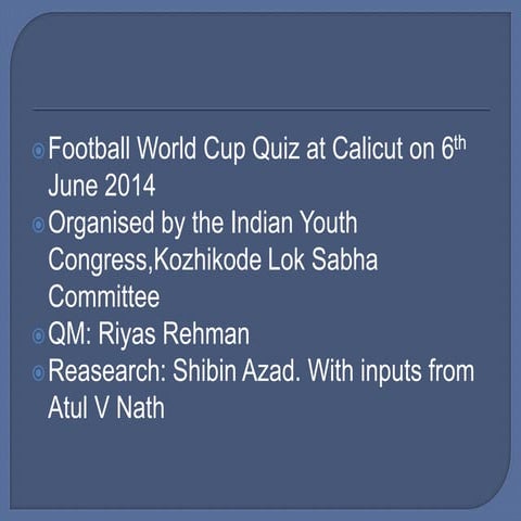 World Cup Football quiz 2014 at Calicut