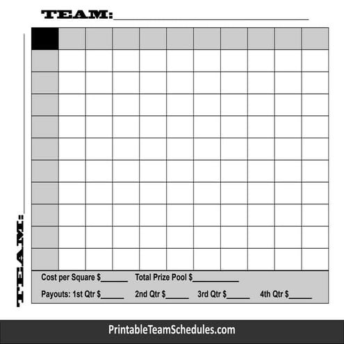 Printable Team Schedules Squares