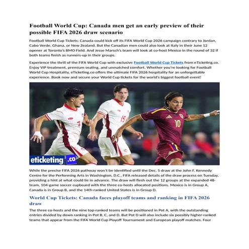 Football World Cup Canada men get an early preview of their possible ...