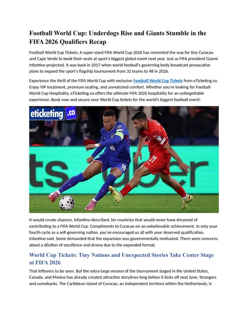 Football World Cup Underdogs Rise and Giants Stumble in the FIFA 2026 ...