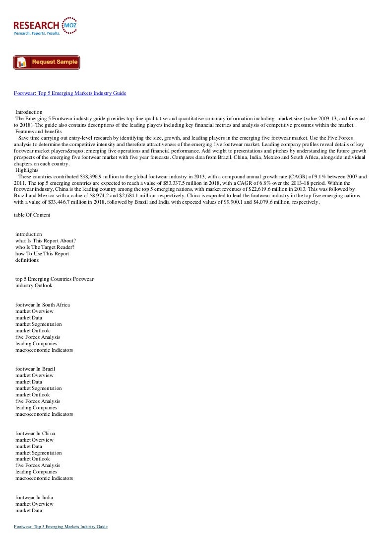 top footwear companies on Footwear Top 5 Emerging Markets Industry Guide