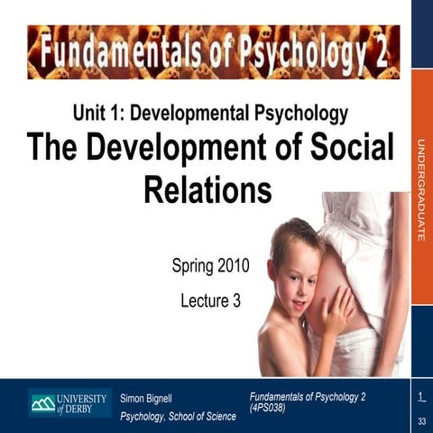 The Development of Social Relations - Fundamentals of Psychology 2 - Lecture 3