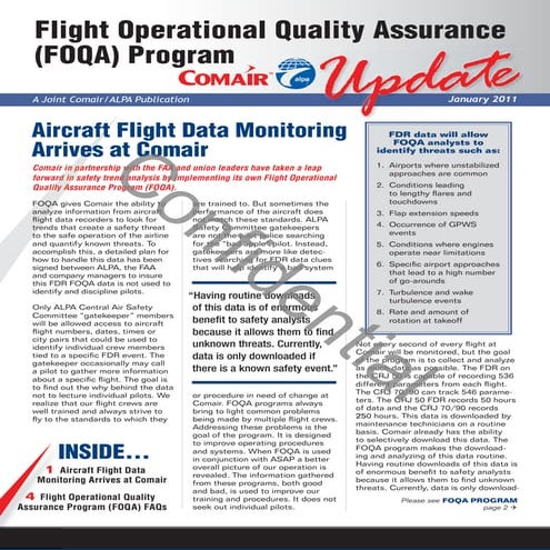 FOQA pilot newsletter, January 2011