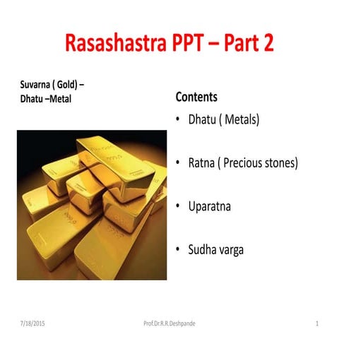 Rasashastra ppt – part 2  - By Prof.Dr.R.R.deshpande
