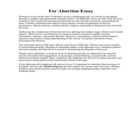 For Abortion Essay
