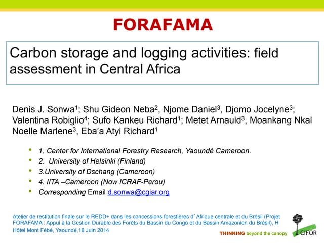 thumbnail of  Carbon storage and logging activities: field assessment in Central Africa