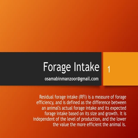 Forage Intake and Factors actors Affecting Forage Intake