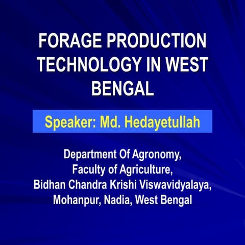 Forage production technology in west bengal pdf