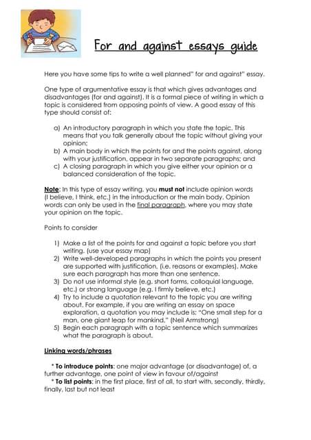 For And Against Essays Guide