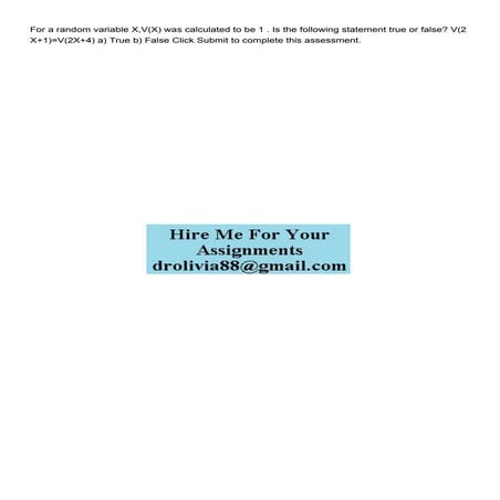 For a random variable XVX was calculated to be 1  Is the.pdf