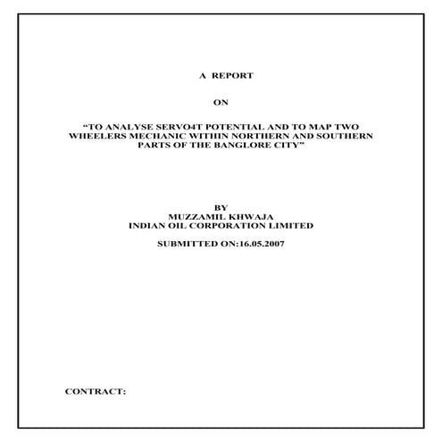 A REPORT ON “TO ANALYSE SERVO4T POTENTIAL AND TO MAP TWO WHEELERS MECHANIC WI...