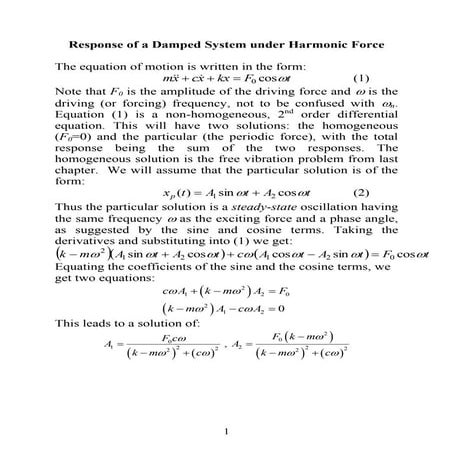 Forced Vibration - Response of a damped system under harmonic force