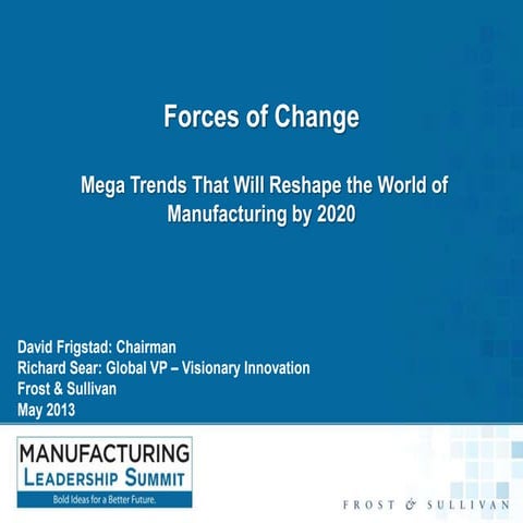 ML Summit 2013 Speaker Presentations: Forces of Change