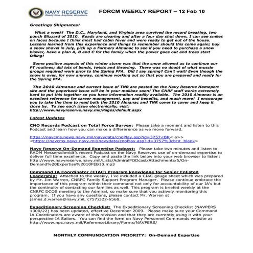 Force Weekly 12 Feb10