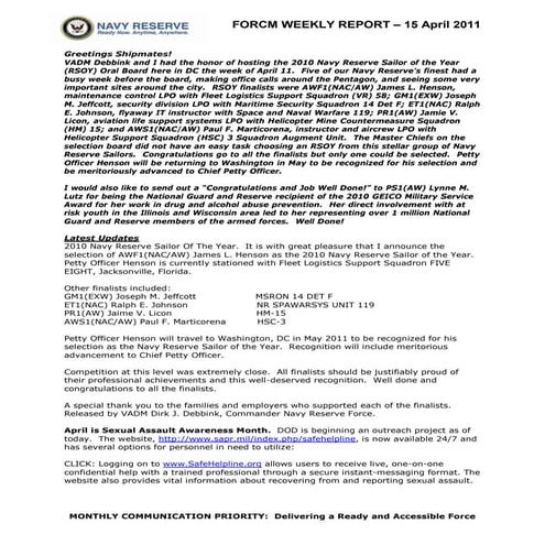 Force weekly 15 april 2011