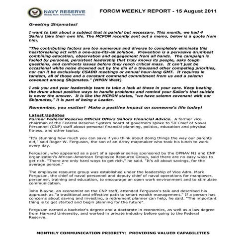 Force weekly 15 august 2011