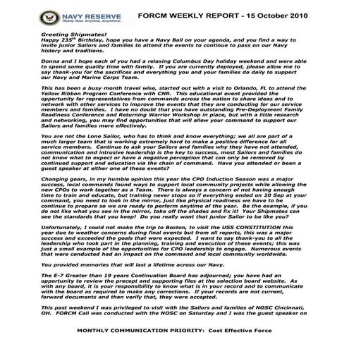 Force weekly 15 october 10