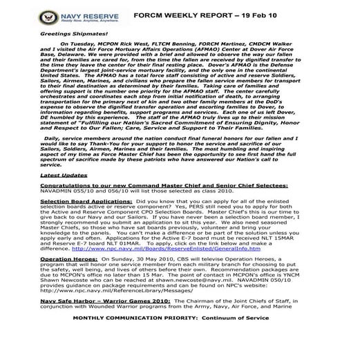 Force Weekly 19 Feb  2010