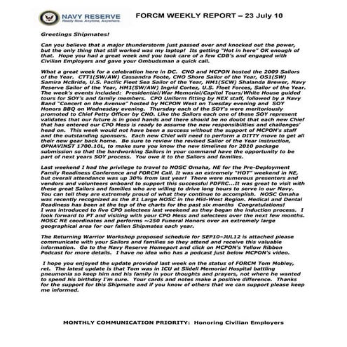 Force weekly 23 july 10