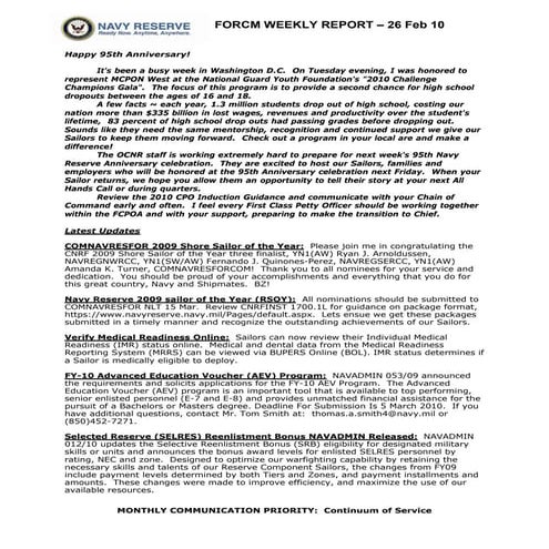 Force Weekly 26 Feb 10