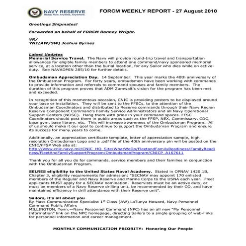 Force weekly 27 august 10