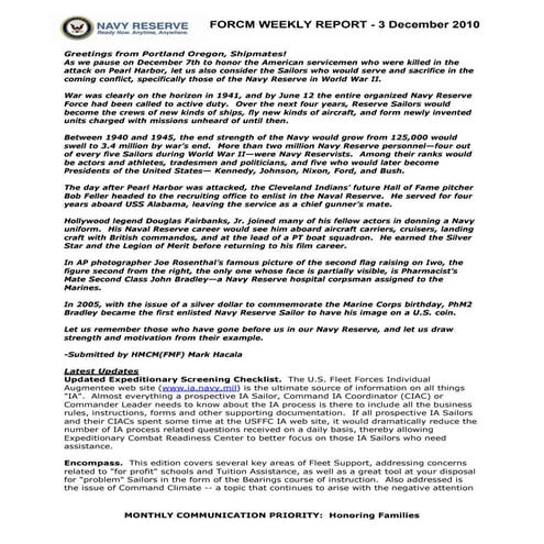 Force weekly 3 december 10